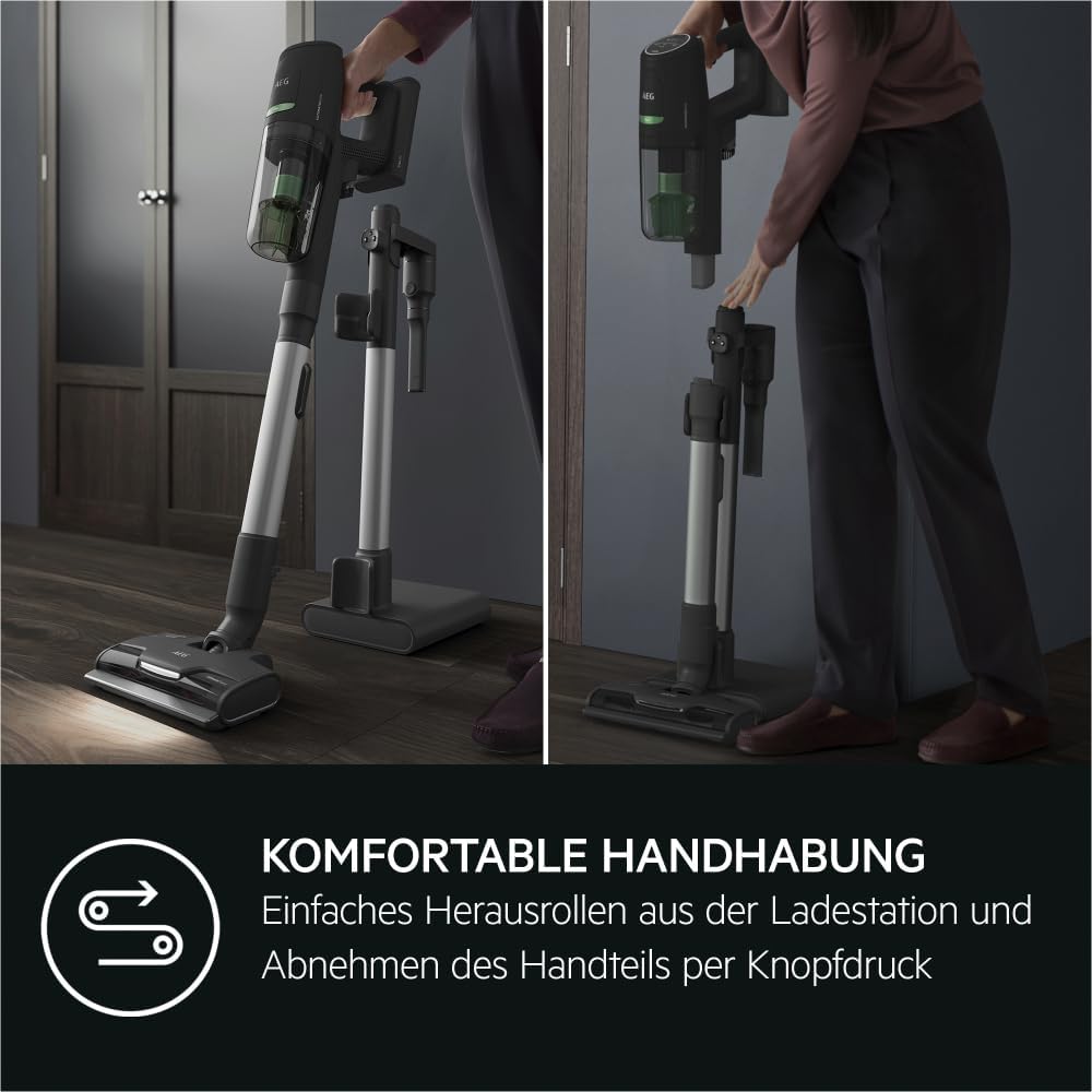AEG ULTIMATE 8000 ÖKO AP81B25ÖKO Akku-Staubsauger / Automatik / 5-Stufen Filtration / digitale Anzeige / Multi-Bodendüse / 65% Recyclingmaterial / 3 Stufen / Akku wechselbar / 400ml / schwarz