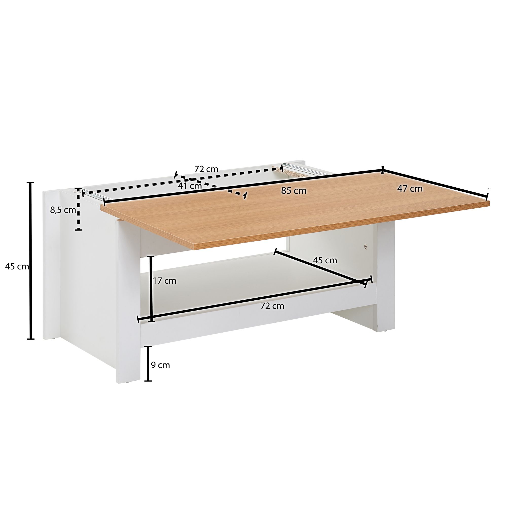 KADIMA DESIGN Moderner Couchtisch mit Stauraum, Abgesetztes Design, Kratz- und Wasserbeständig
