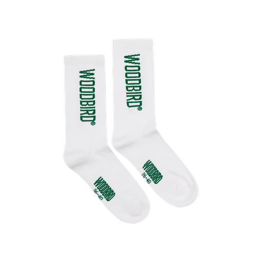 Woodbird Tennis Logo 2-pak Strømper, White-Sports Green, 41-46
