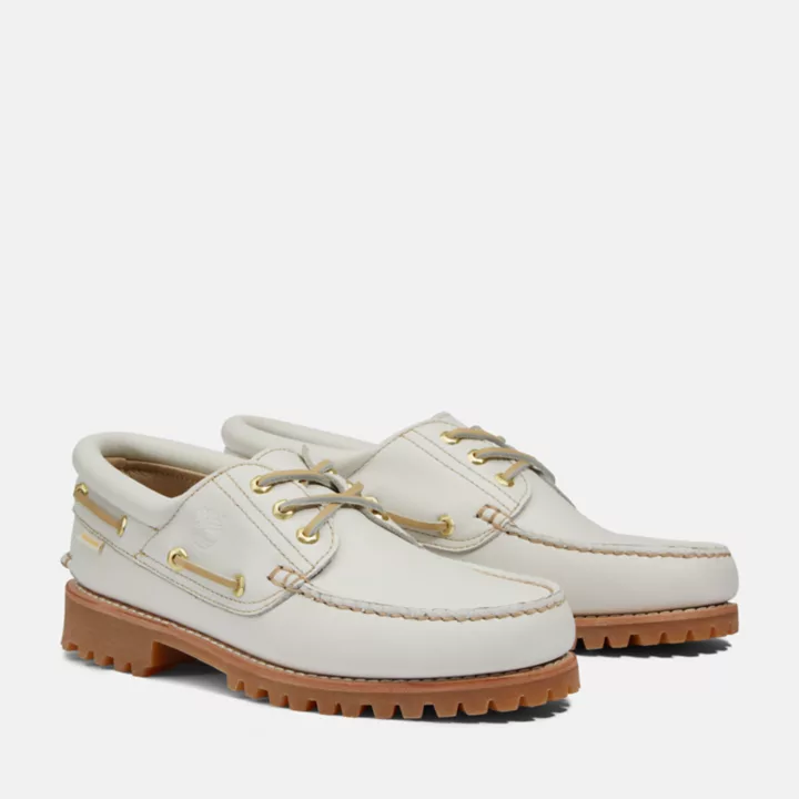 Timberland x Aimé Leon Dore Authentics Sapato Náutico de Três Ilhós Masculino na Cor Branca