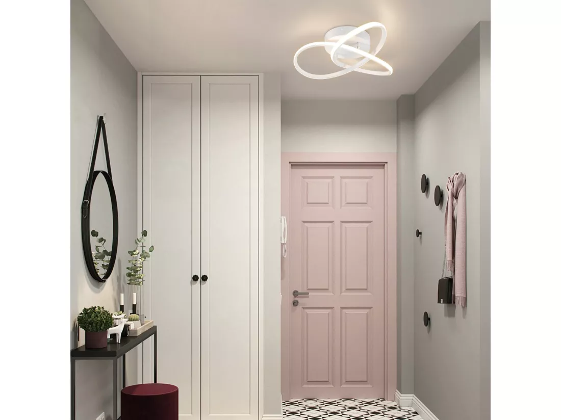 NETTLIFE Plafonnier LED Blanc Dimmable 40CM Moderne avec Télécommande Lampe Design Géométrie 33W pour Salon Chambre Cuisine Couloir Studio