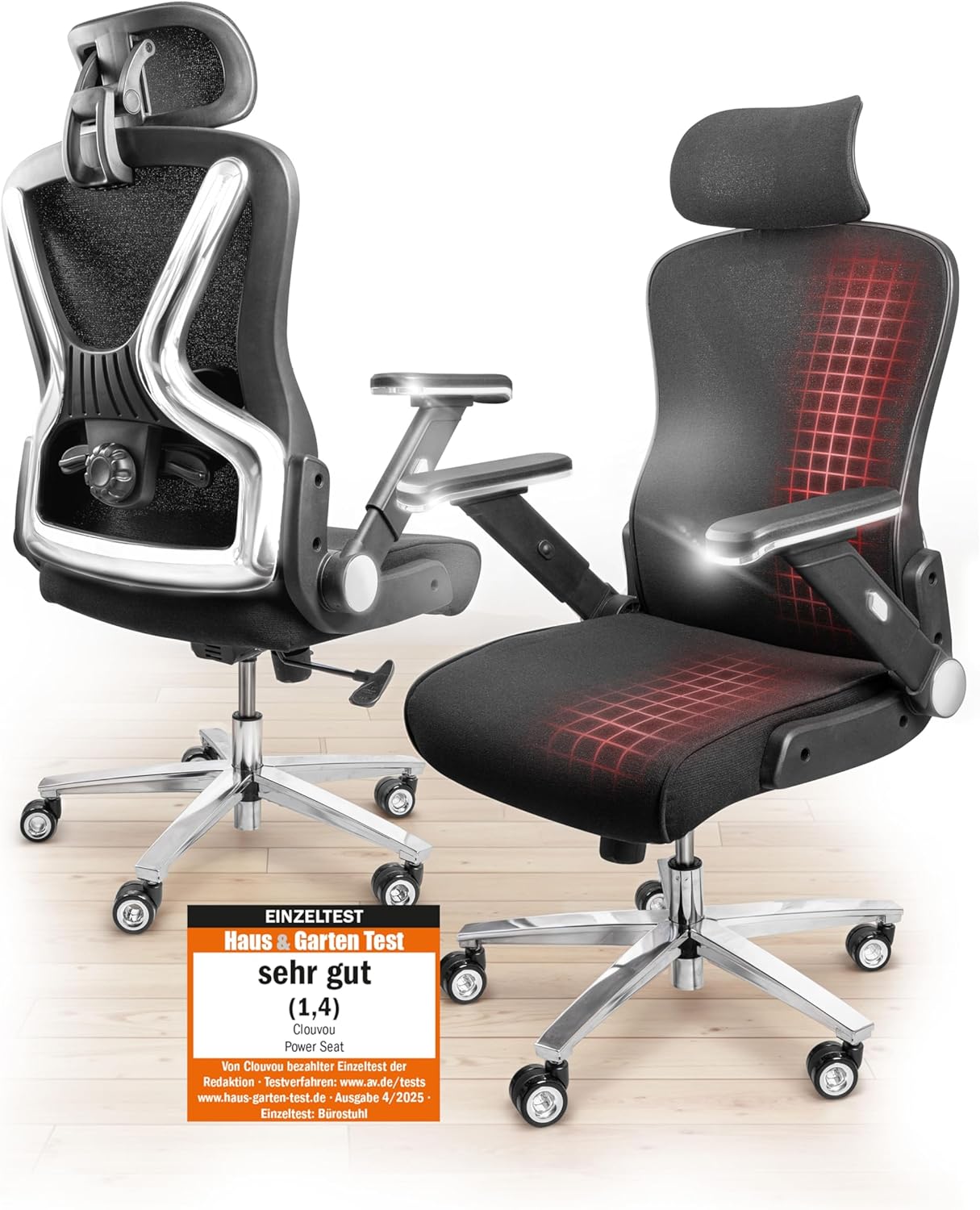 PowerSeat Bürostuhl Ergonomisch [TESTSIEGER] Schreibtischstuhl 100% individuell einstellbar | Büro Stuhl & Gaming Stuhl | Computerstuhl Home Office Chair Ergonomic | Drehstuhl 200 kg