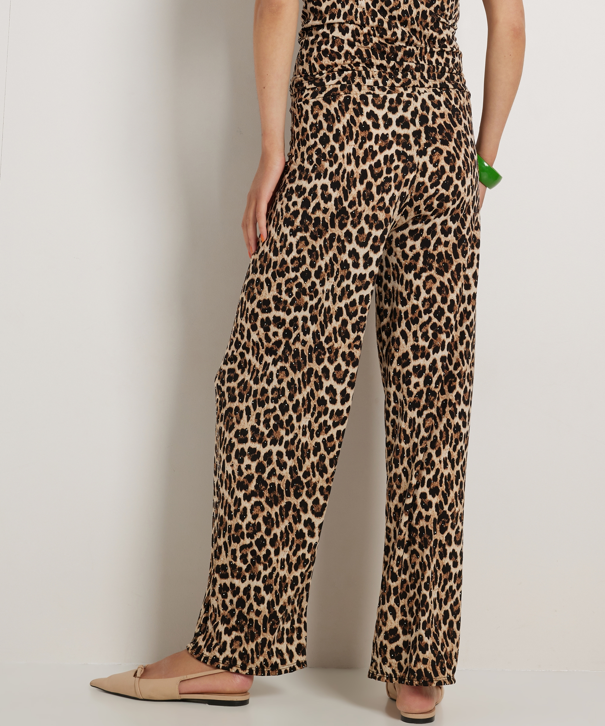wide fit broek panterprint glitters