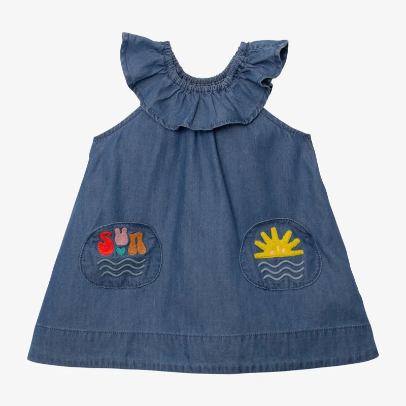 Robe bébé fille jean volant bleuee Catimini Bleu