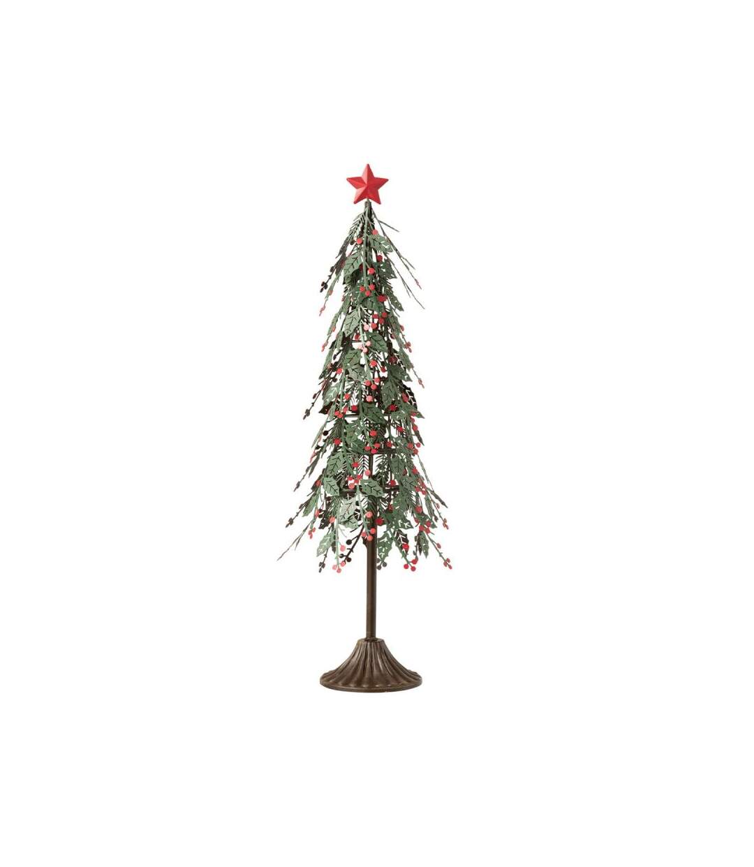 Paris Prix - Sapin De Noël à Poser feuilles 52cm Vert & Rouge