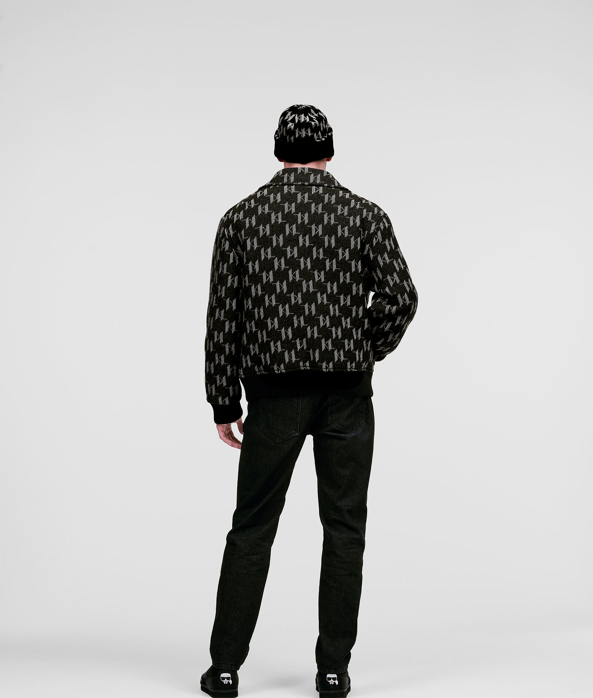 VESTE BOMBER EN LAINE MONOGRAMMÉE KARL