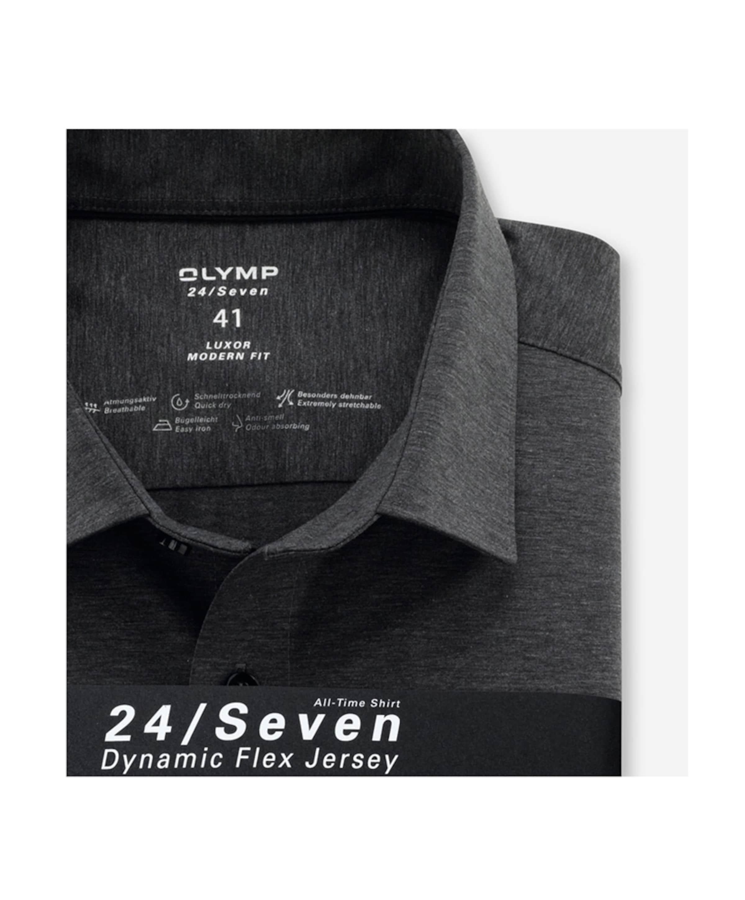 Olymp Modern fit Luxor Heren overhemd lange mouw grijs