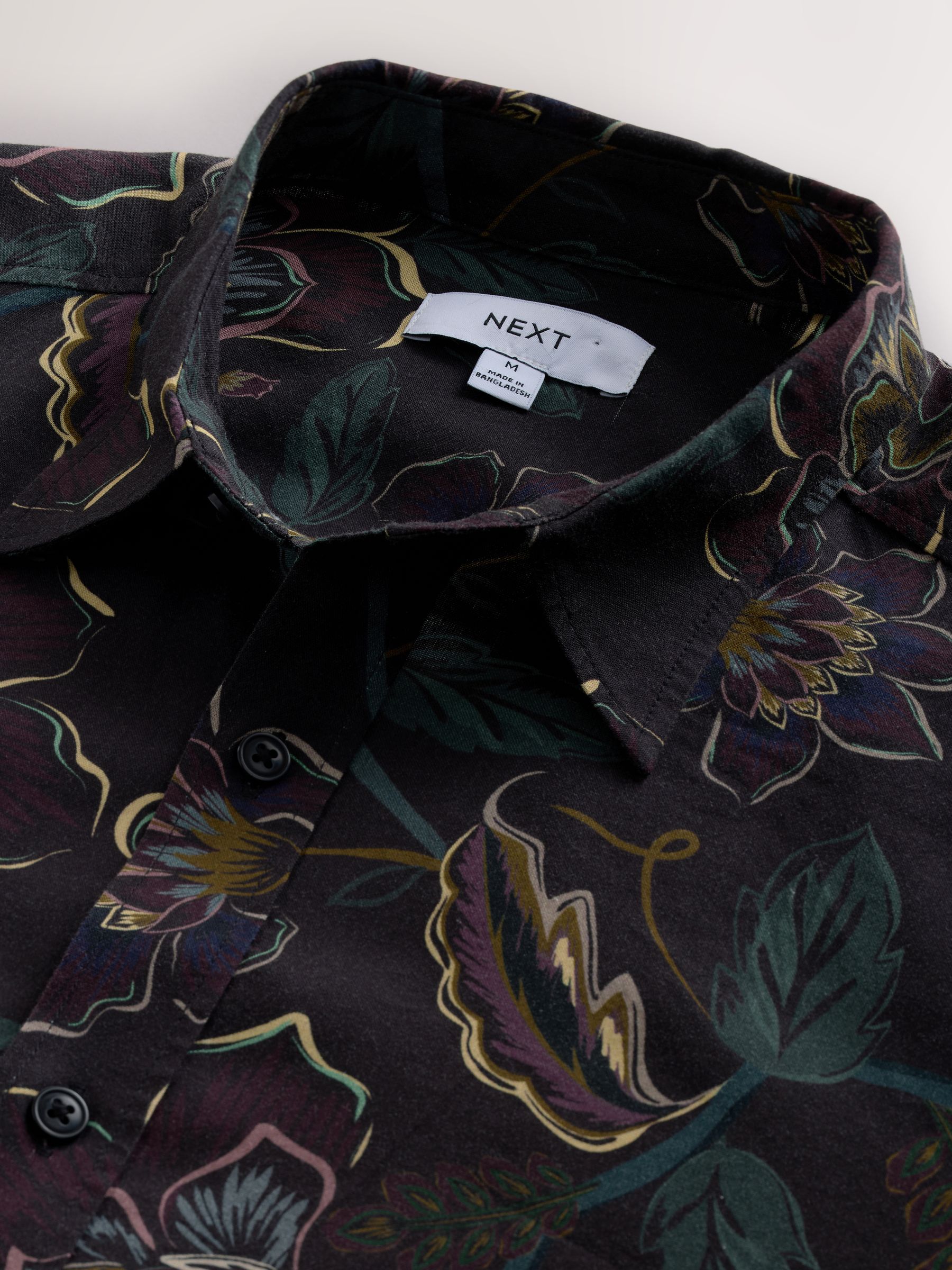 Zwart - Overhemd met bloemenprint en korte mouwen