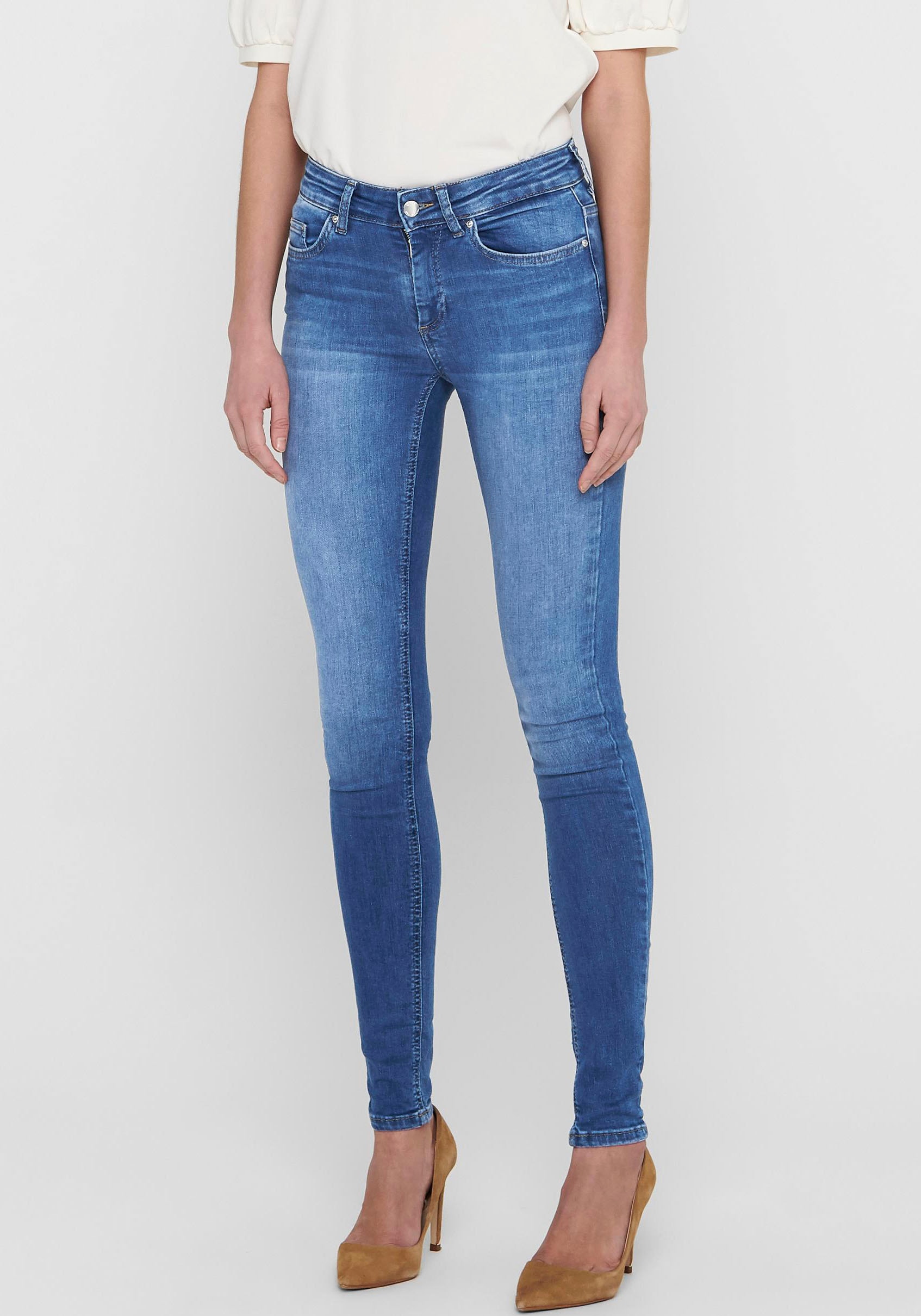 ONLY Skinny-fit-Jeans »ONLBLUSH – Skinny Fit Jeans mit extra engem Schnitt«, Abriebeffekte, modisch, skinny fit, Eingrifftaschen, unifarben