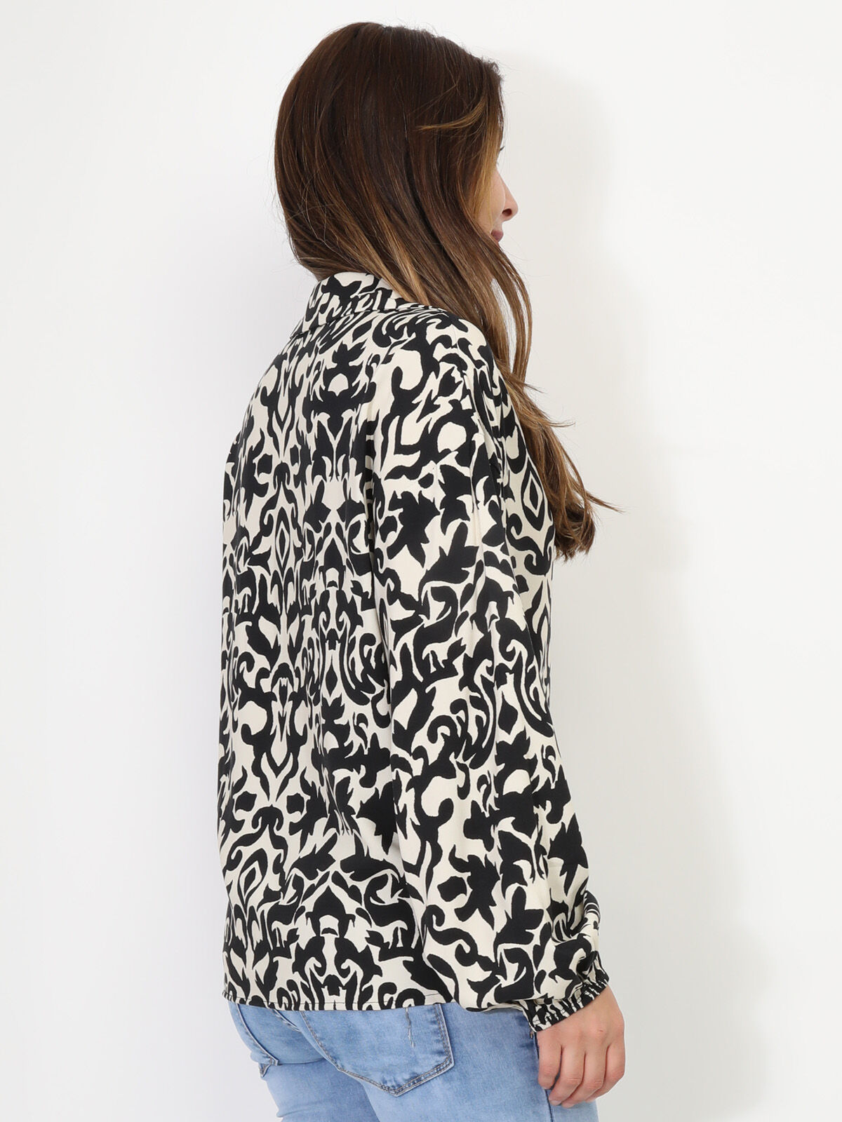 Blouse à imprimé baroque- Noir