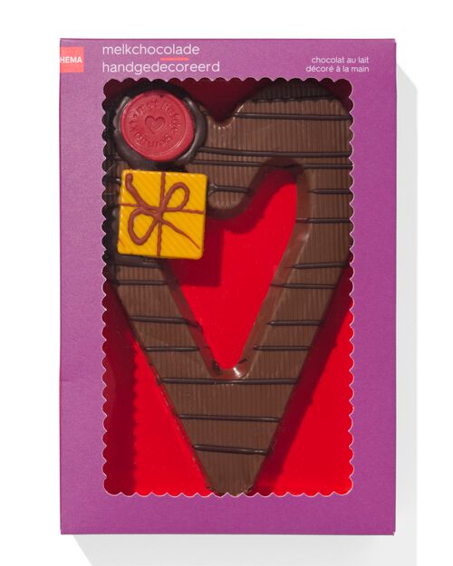 coeur en chocolat au lait décoré à la main 200g