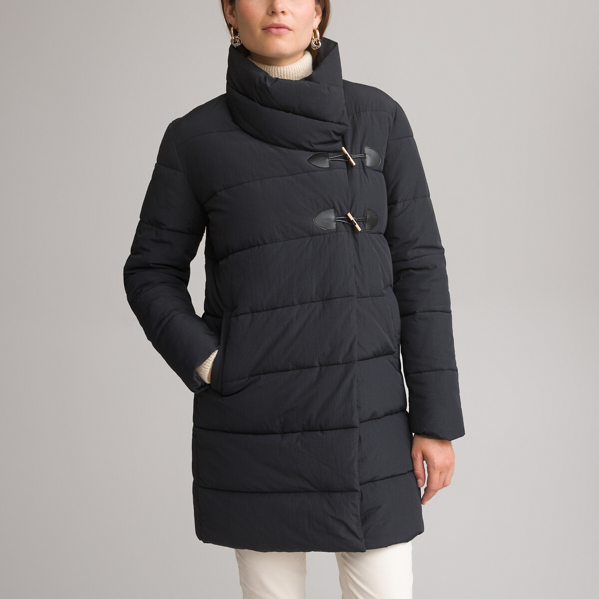 ANNE WEYBURN<br>Jaqueta de plumas de comprimento médio, com zíper, para o inverno