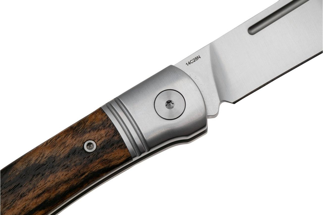 QSP Knife Hedgehog Spear Point 142SP-B, Satin 14C28N, Bocote Wood, slipjoint zakmes