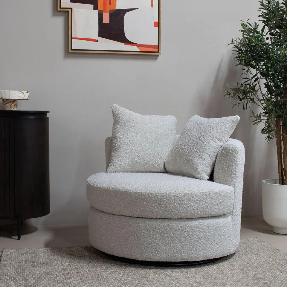 Loveseat Rond - Beige - Stof - 94x88x84cm - Thony