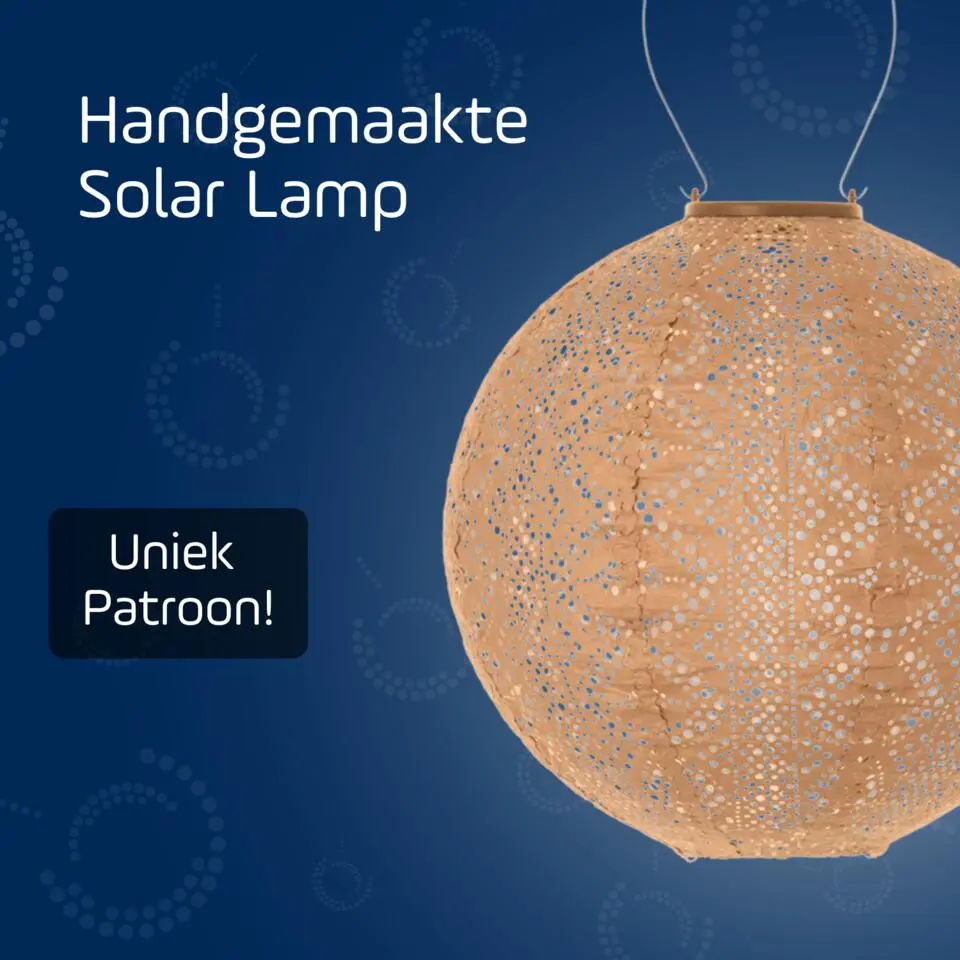 LUMIZ Solar Lampion Lace Rond - 30 cm - Abrikoos