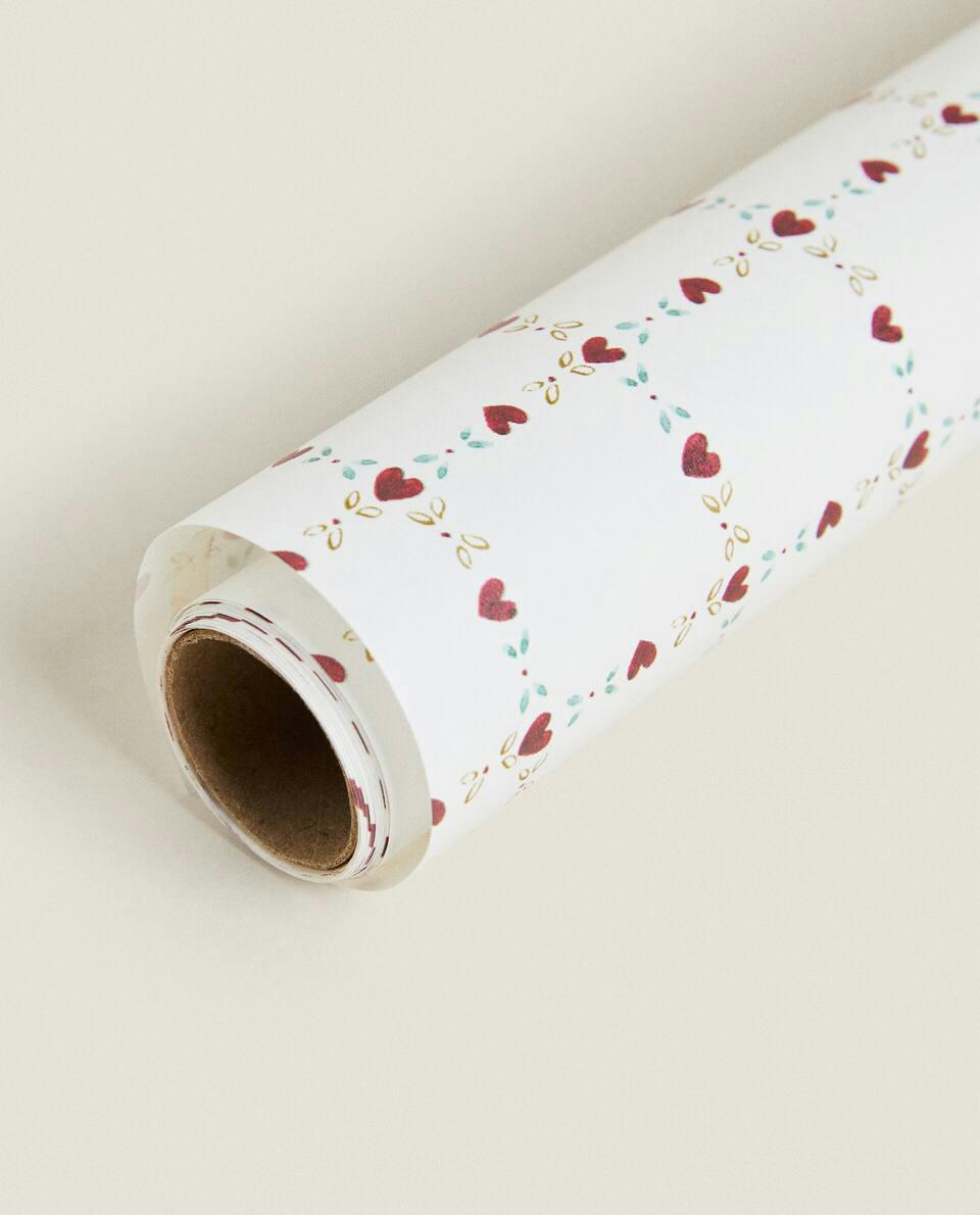 PAPEL DE EMBRULHO DE NATAL COM CORAÇÕES