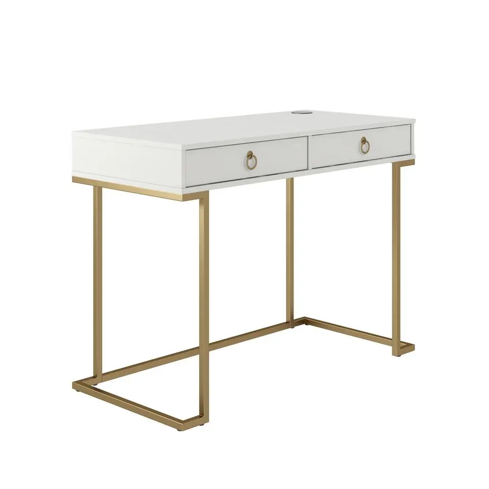 Camila - Bureau met 2 laden in wit MDF