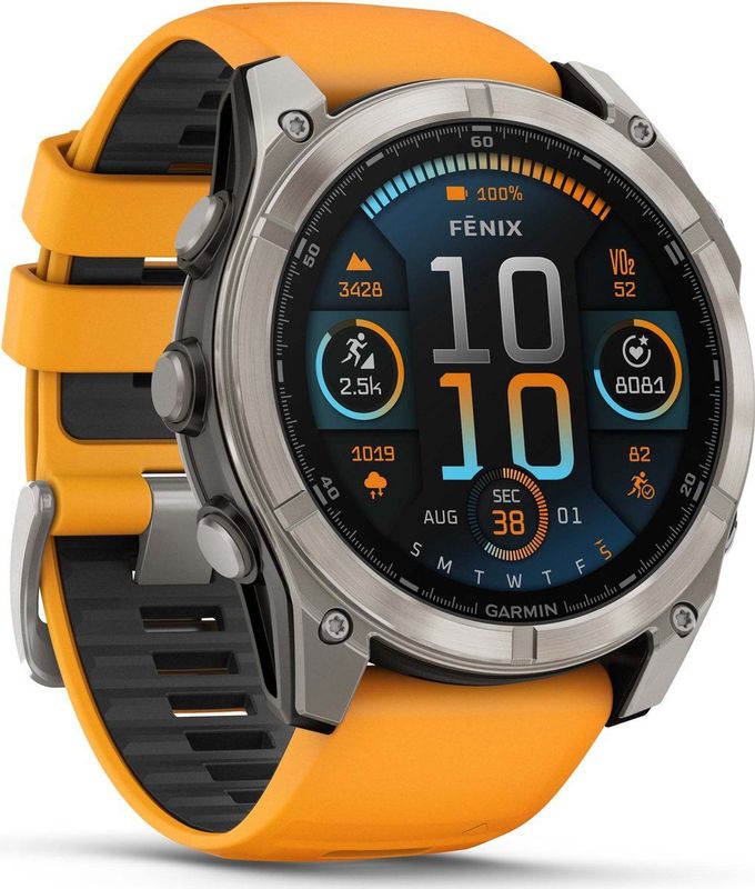 Garmin - Fenix 8 - Smartwatch - Saffier - Titanium - Spark Orange Graphite