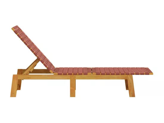 Chaises longues rouge bois d'acacia solide et tissu