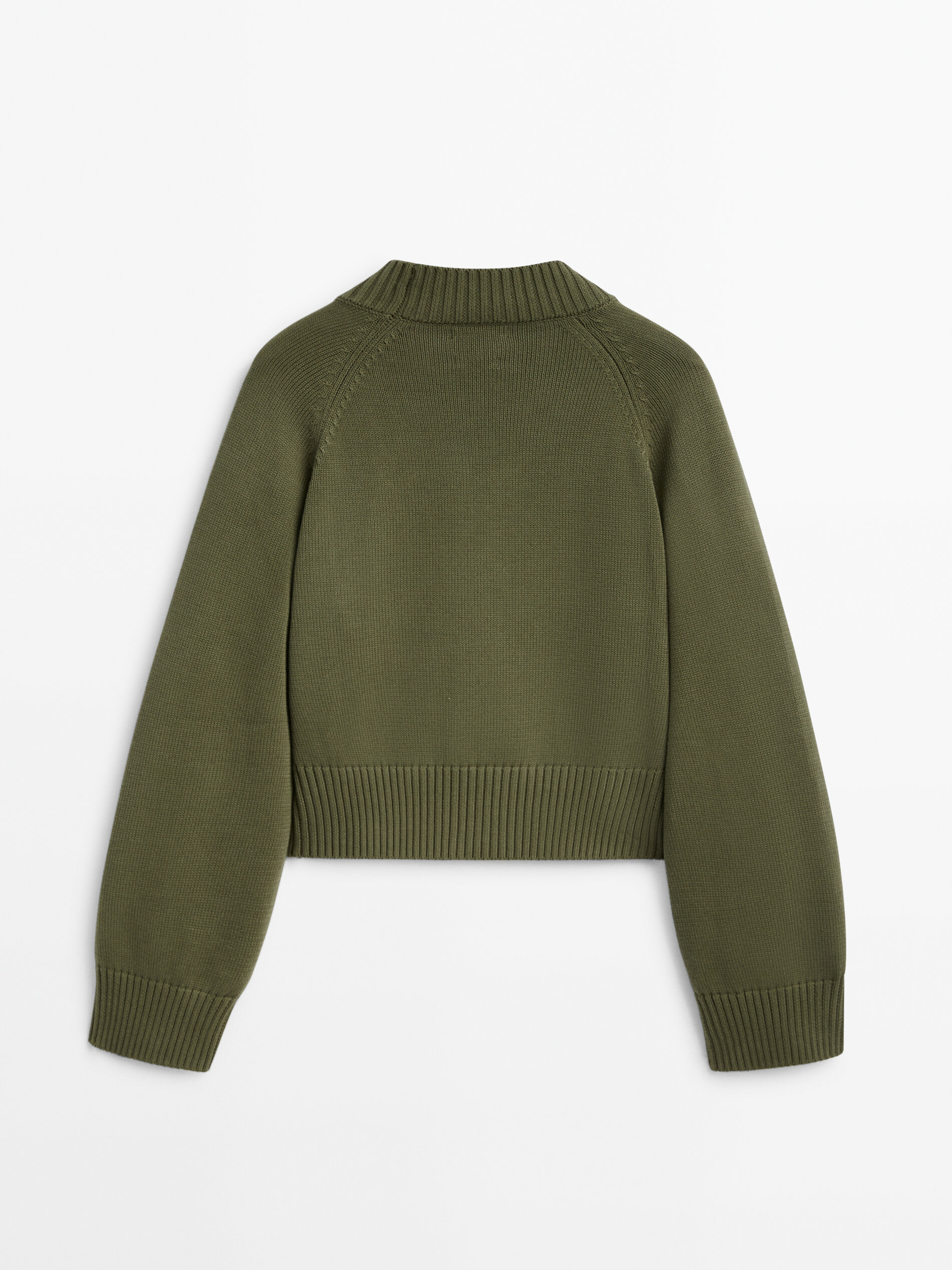 Cardigan de tricô com botões e gola - KAKI