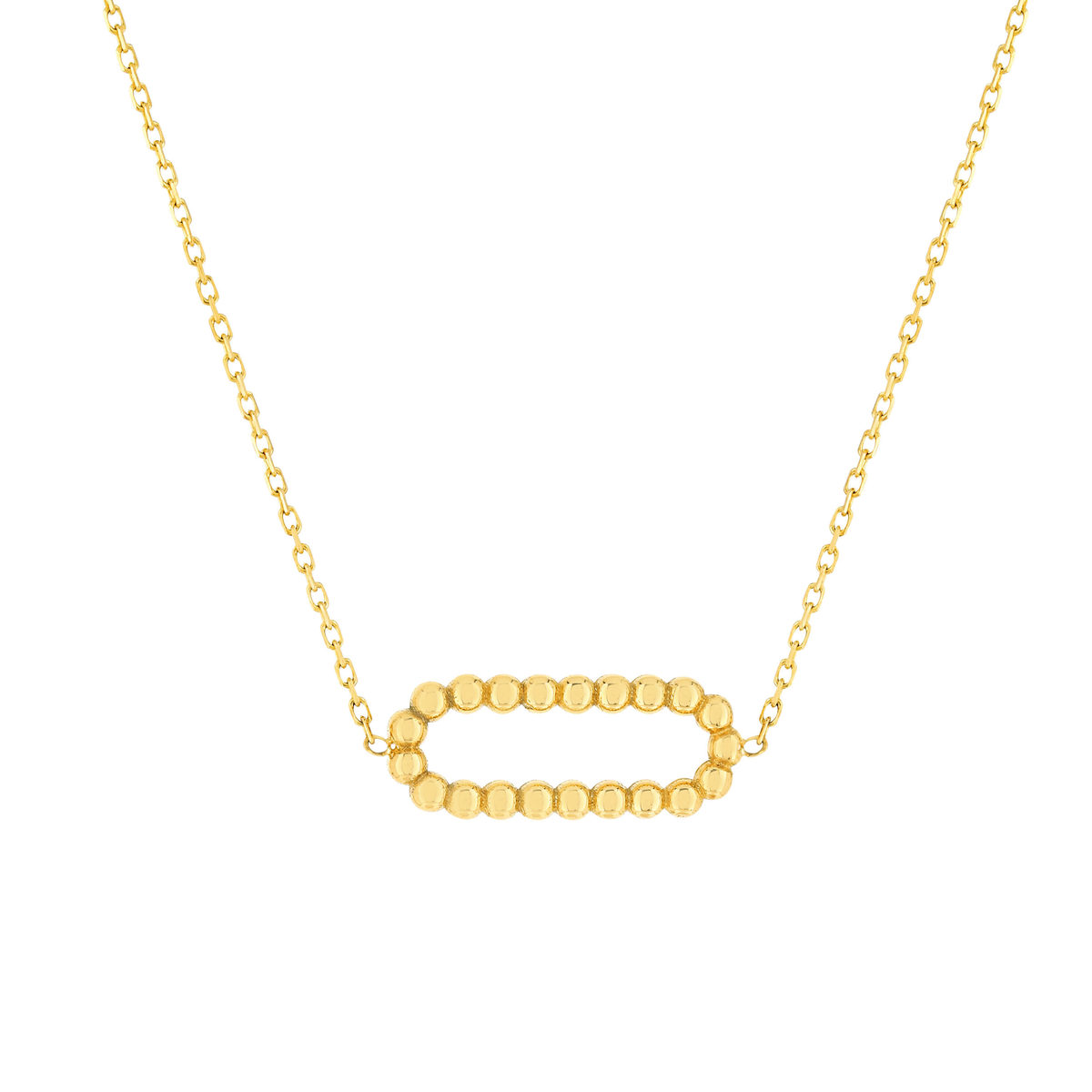 Collier or jaune 375, motif maillon perlé. Longueur 45 cm.