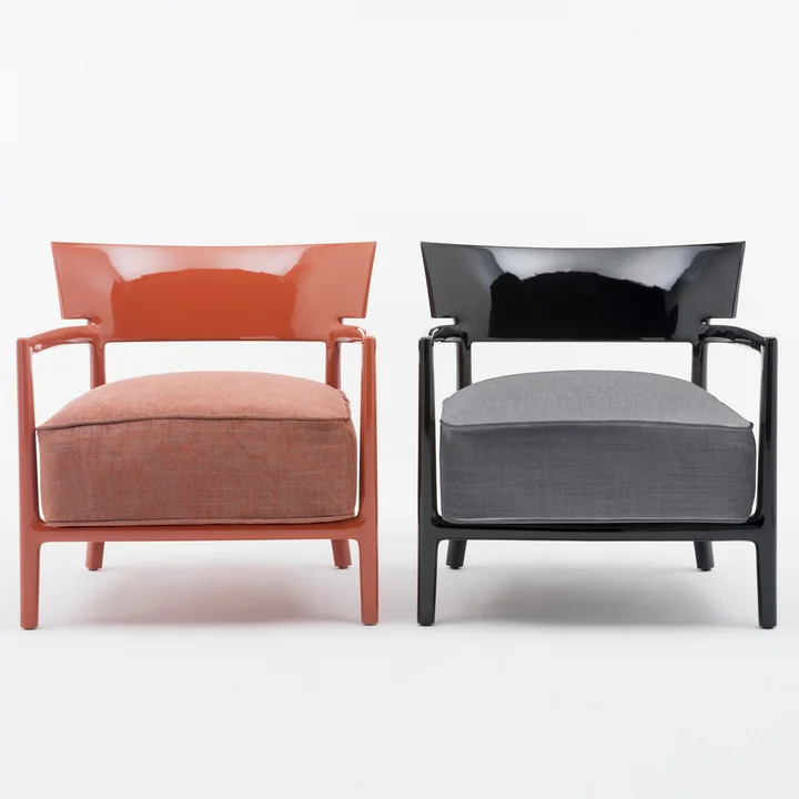 Kartell - Cara Sessel, Gestell elfenbein / Bezug beige