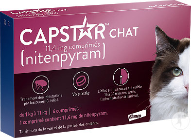 Capstar Chat 11,4mg Nitenpyram 6 Comprimés