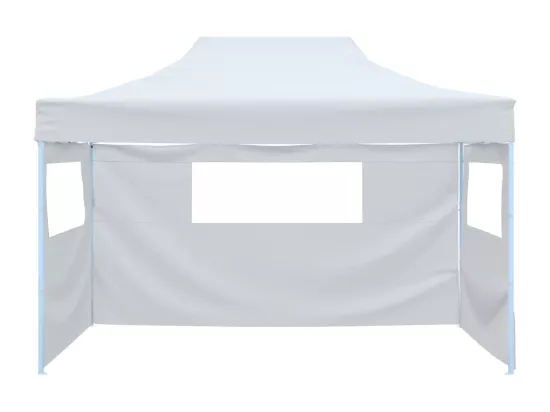 Tente de réception pliable avec 3 parois 3x4 m Acier Blanc