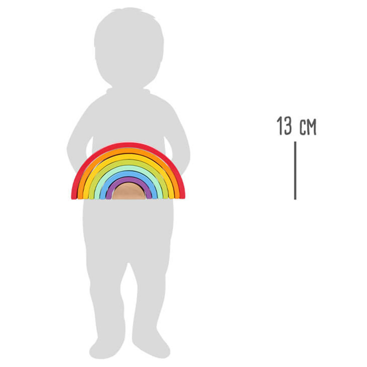 Small Foot-Houten Bouwblokken Regenboog, 9dlg.