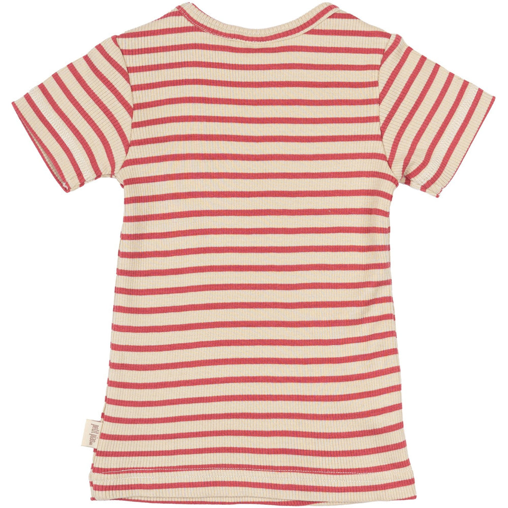 Køb Petit Piao Light Berry/Dark Off White T-shirt S/S Modal Striped