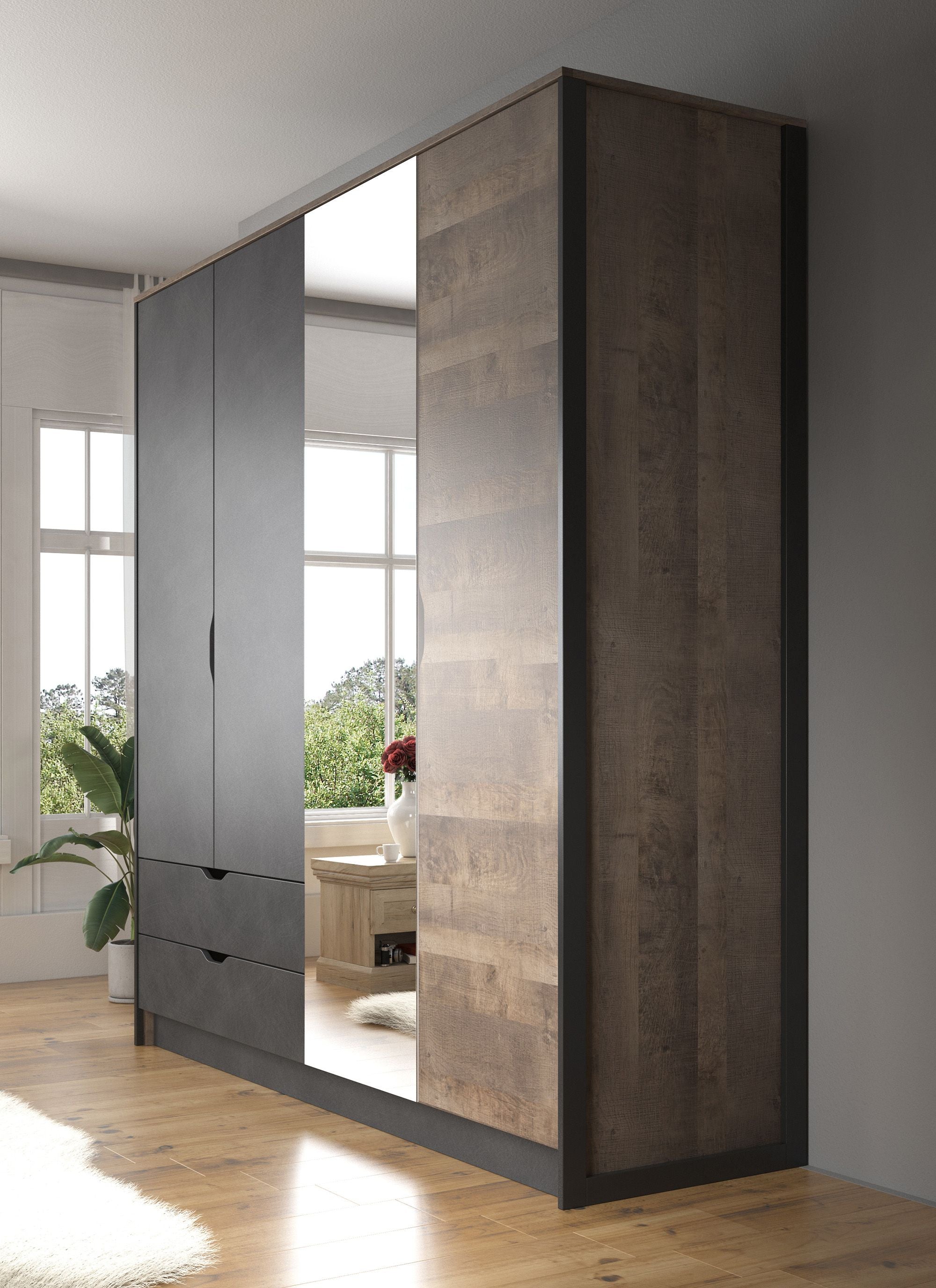Acasia - Slaapkamer - Grijs/Eiken - 160x200 cm