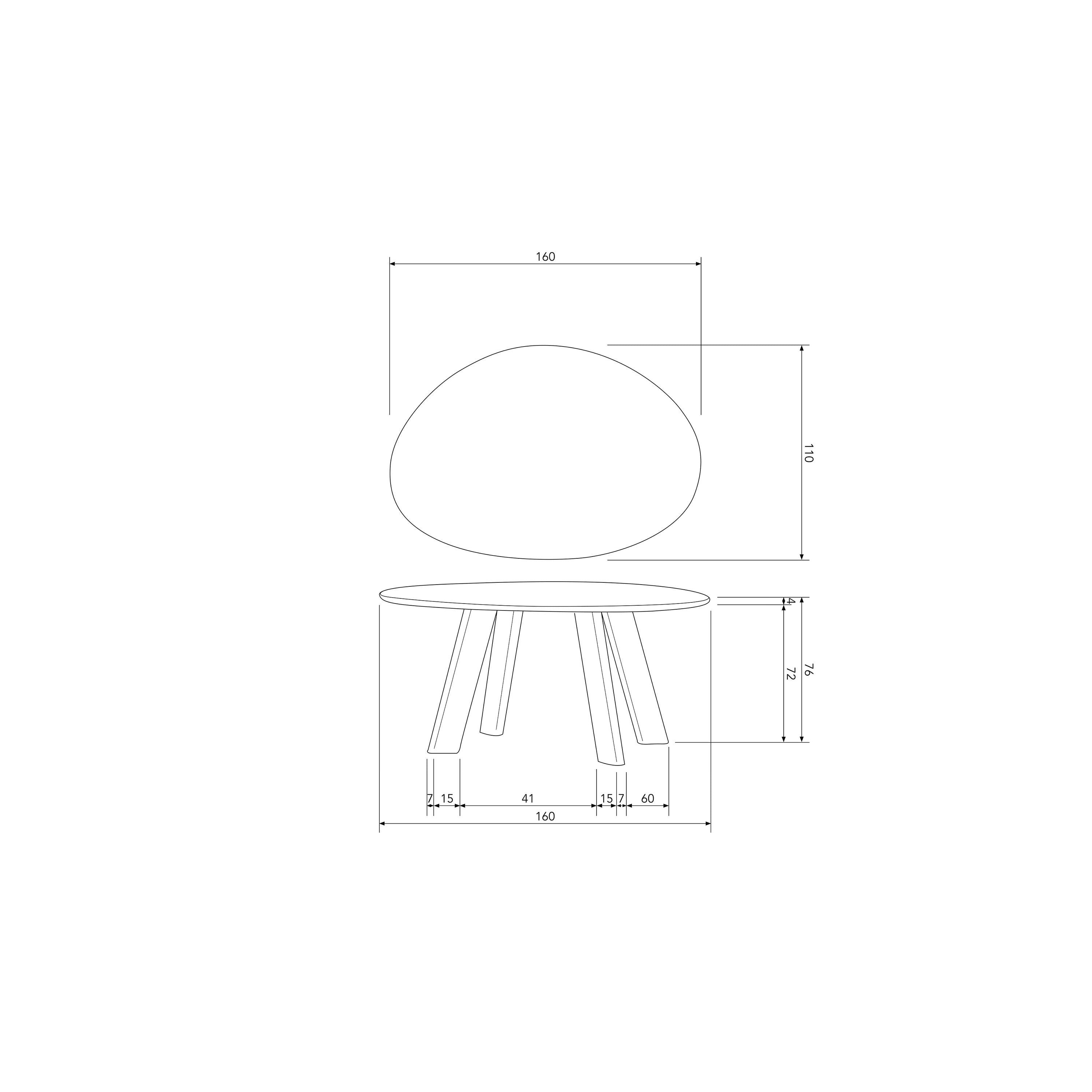 WOOOD Roundly Eettafel - B 160 x D 110 cm