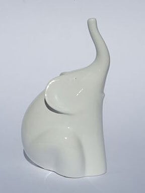 Dekofigur Elefant 23 cm weiß glänzend