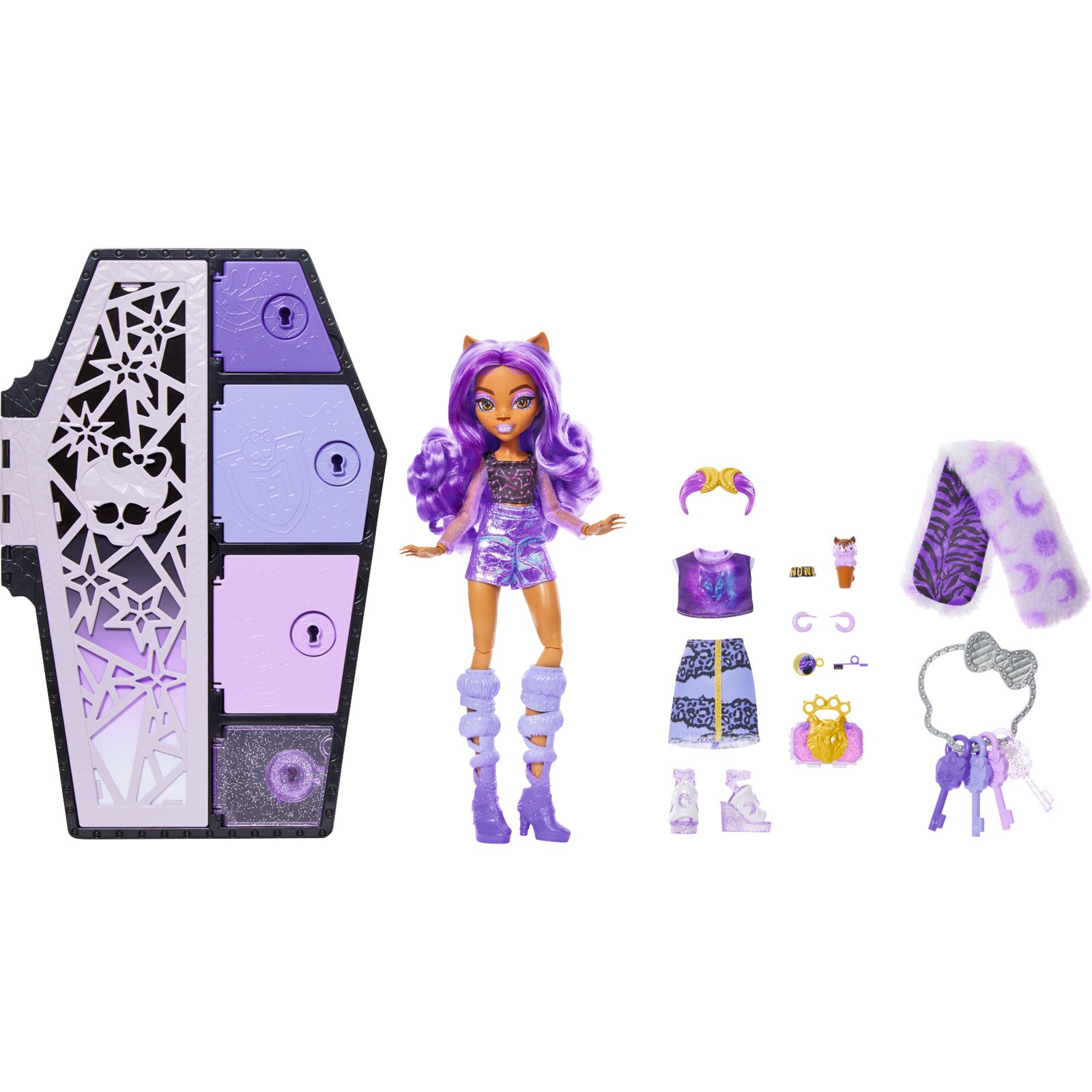 Monster High Skulltimate Secrets Set Fearidiscent Puppe Clawdeen Wolf