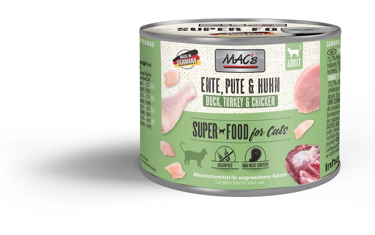 Nassfutter Ente, Pute und Huhn 200 gAlleinfuttermittel für ausgewachsene Katzen