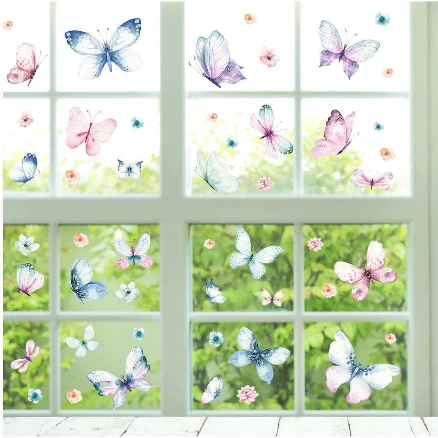 Nikima Fensterbilder Schmetterlinge selbstklebend bunt