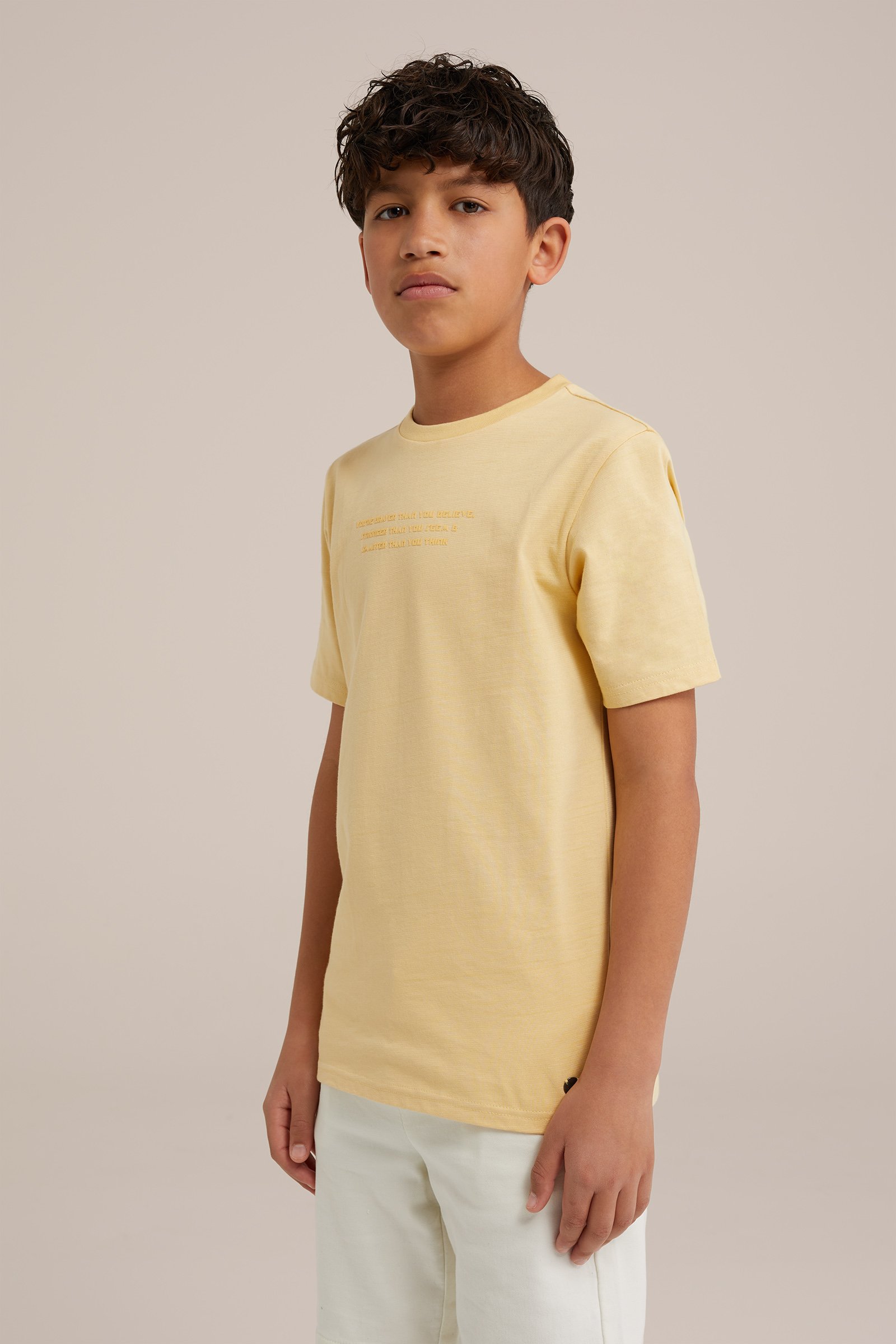 Jongens T-shirt met opdruk WE Fashion Geel