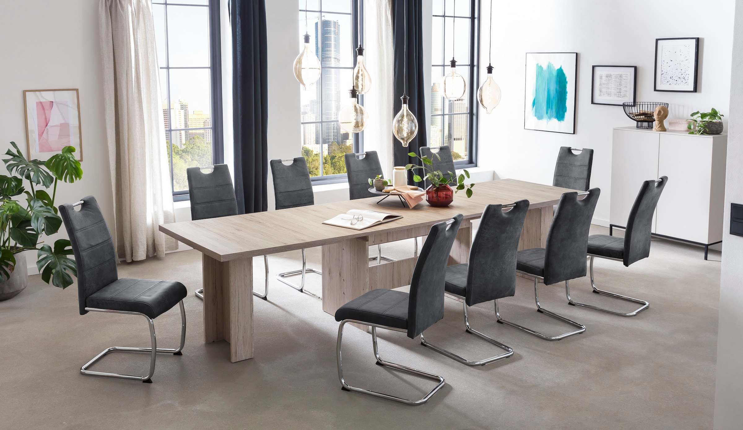 HELA Essgruppe »Lia, 11tlg. Sitzgruppe, Extra viel Platz« Set, 11tlg.-Set, ausziehbar, Esstisch plus 10 Stühle, 11 Stk. tlg. Ausziebar 160 - 300 cm