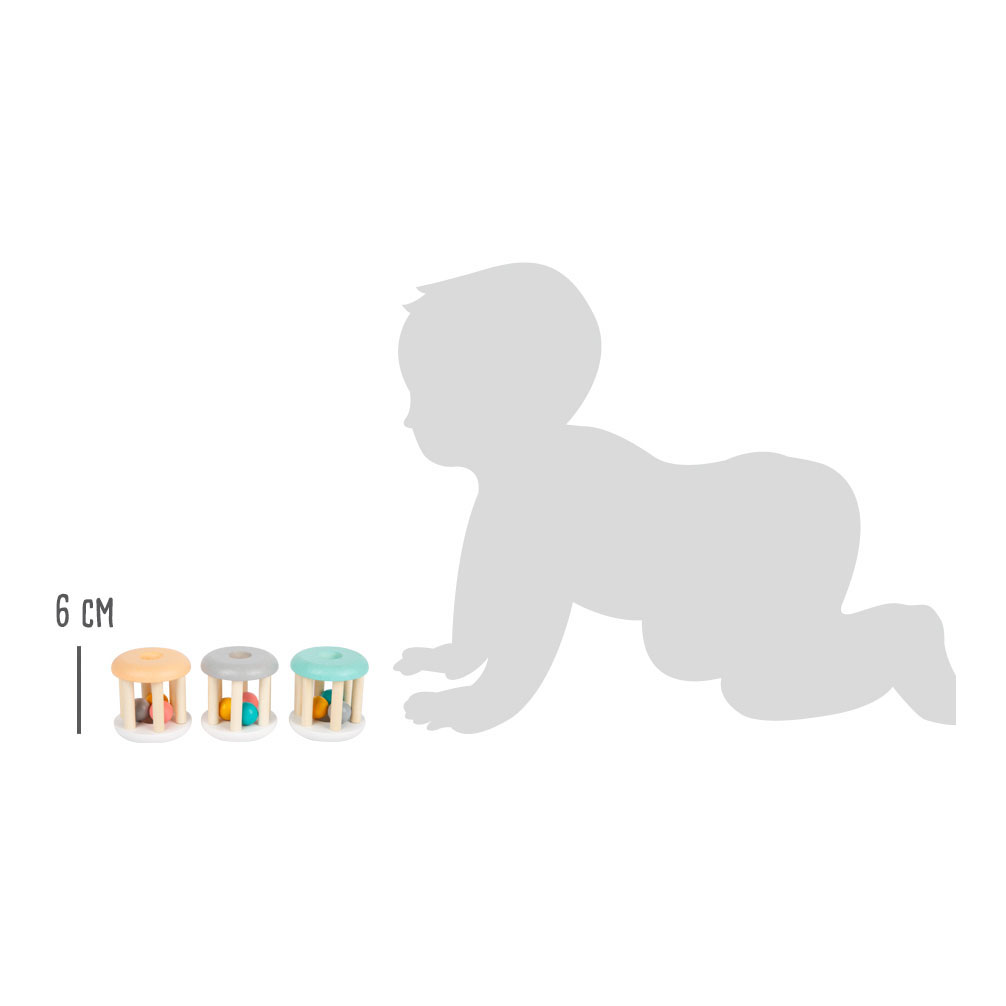 Small Foot - Houten Baby Ratel Pastel, 3st.
