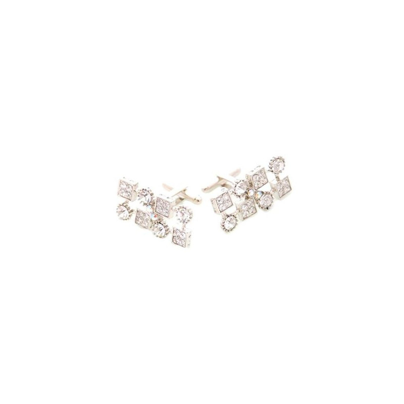 Boutons de manchette, ELECTRA Blanc, Cristal Swarovski