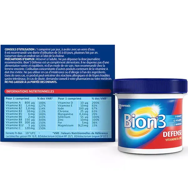 Suplemento alimentar Bion 3 Defense - Tratamento de 1 mês - 30 comprimidos