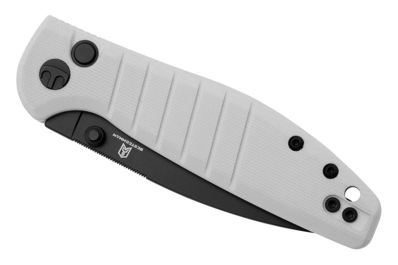 Bestechman Goodboy Jr BMK10I PVD D2, White G10 zakmes, Keanu design