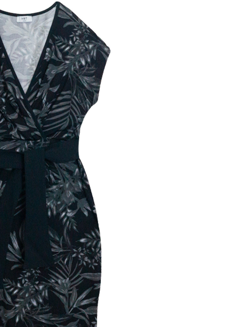 HBT ROBE NINA NOIRE IMPRIMÉ TROPICAL