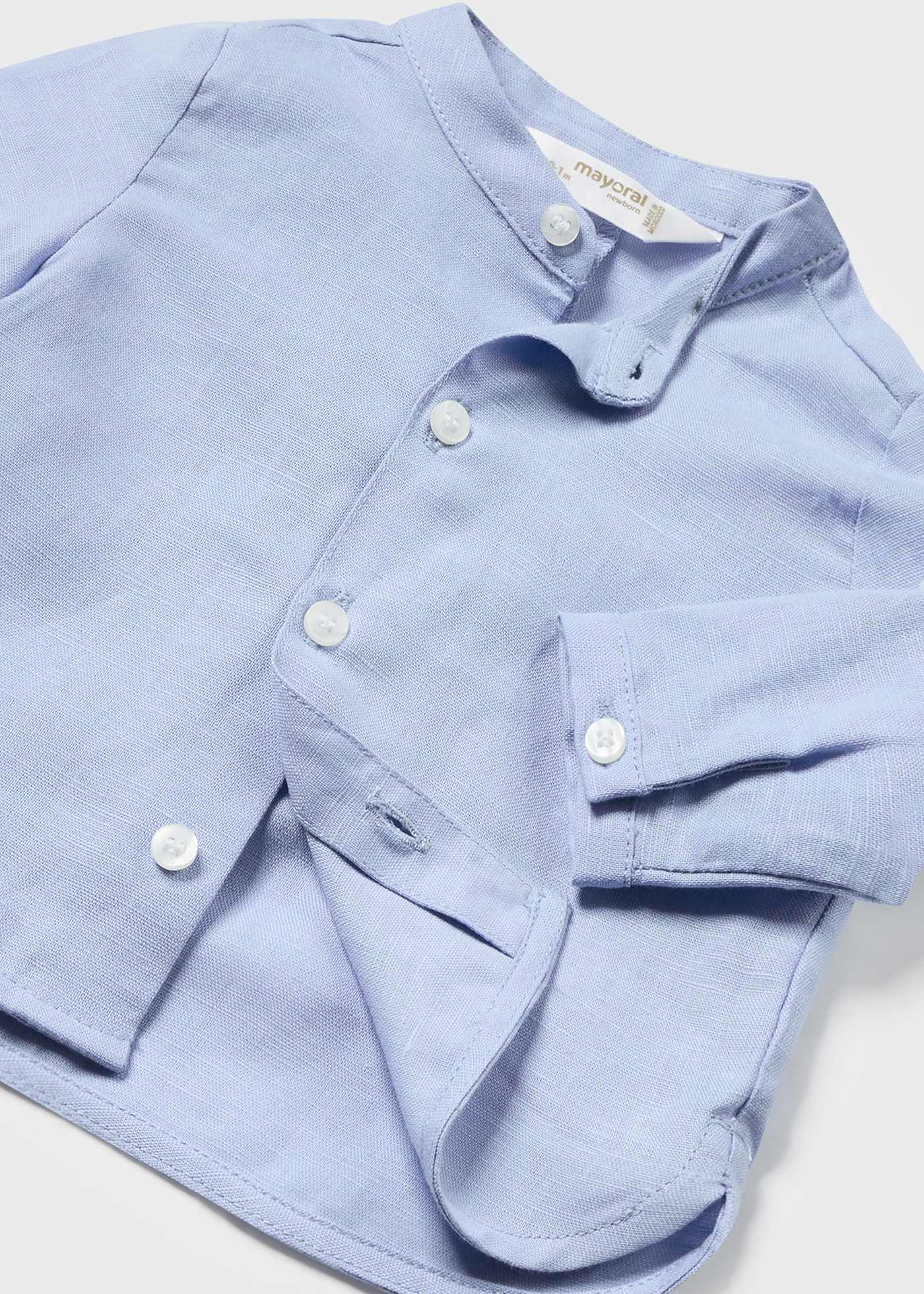 Camisa mandarim de linho europeu para recém-nascido Capri