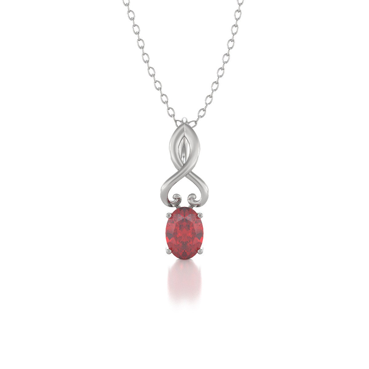 Collier Pendentif Or Blanc Rubis - Fête des Mères Élégante et Raffinée | Aden