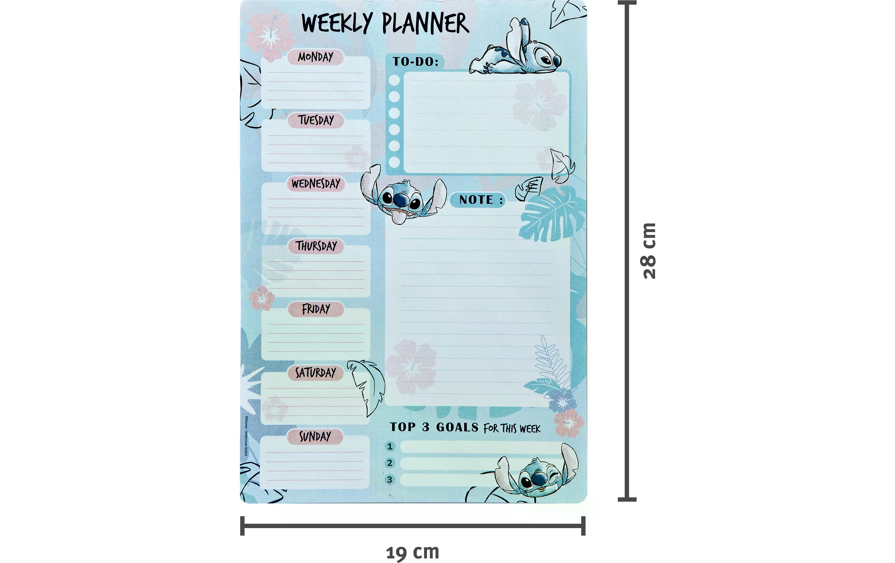 Wochen-Notizkalender Lilo & Stitch 52 Blatt, 19 x 28 cmDisney Wochenplaner ohne Jahreszahl
