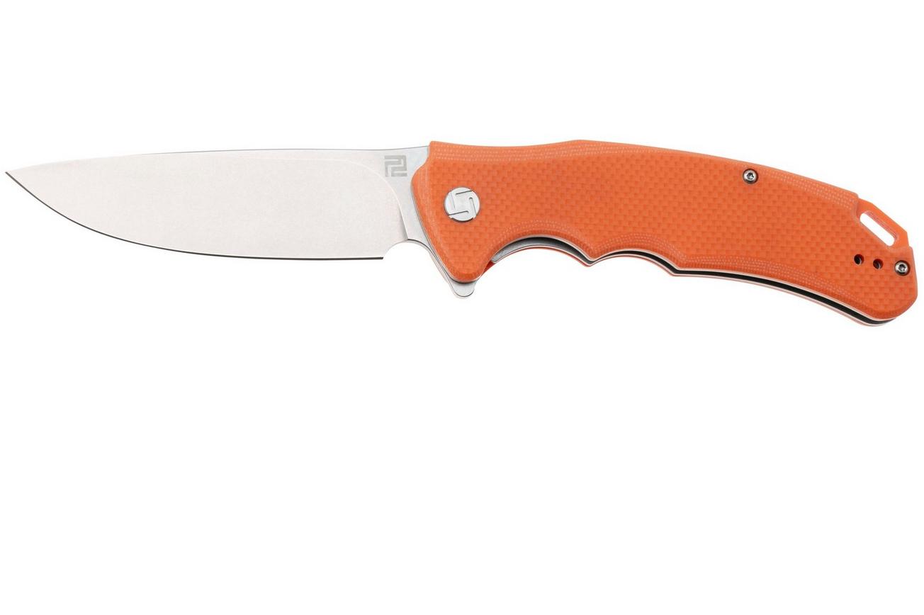 Artisan Cutlery Tradition 1702P-OE, Stonewashed D2, Orange G10 zakmes