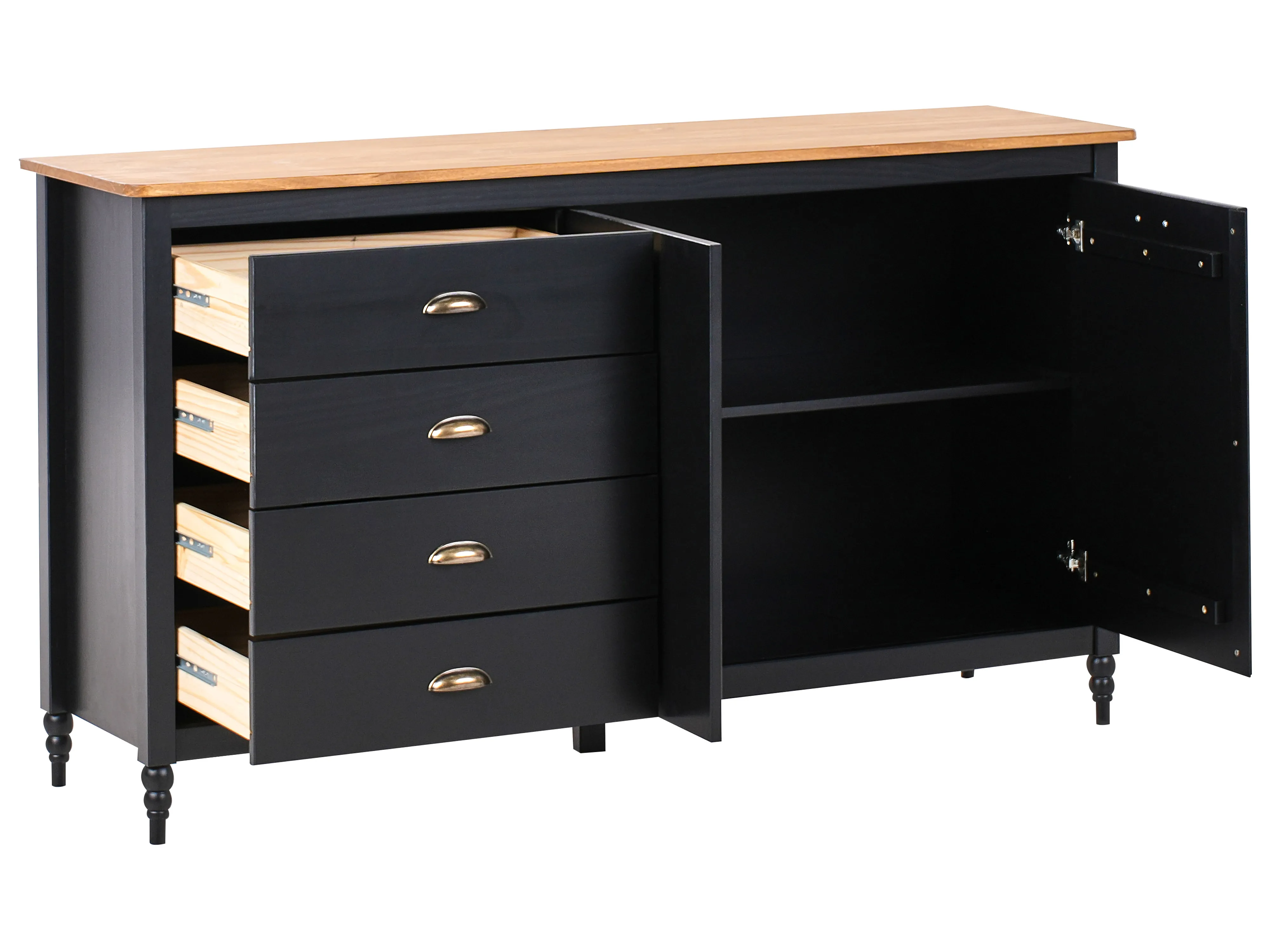 Dressoir met 2 deuren SHILLINGTON Dennenhout Zwart