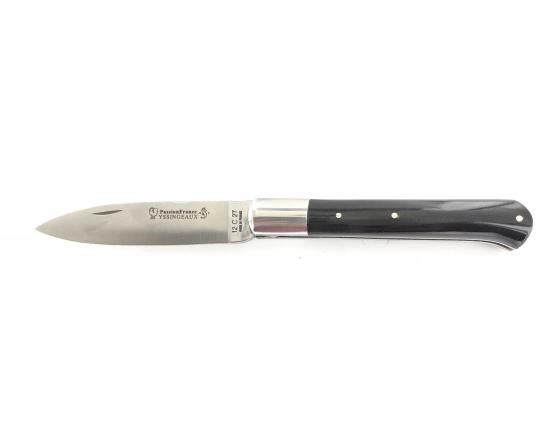 Yssingeaux 11 cm - Corne Noire - Guilloché Couteau de Poche PassionFrance