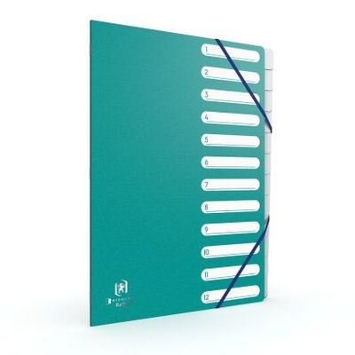 Oxford Bicolor Recyc+ - Trieur carte 12 positions - A4 - disponible dans différentes couleurs